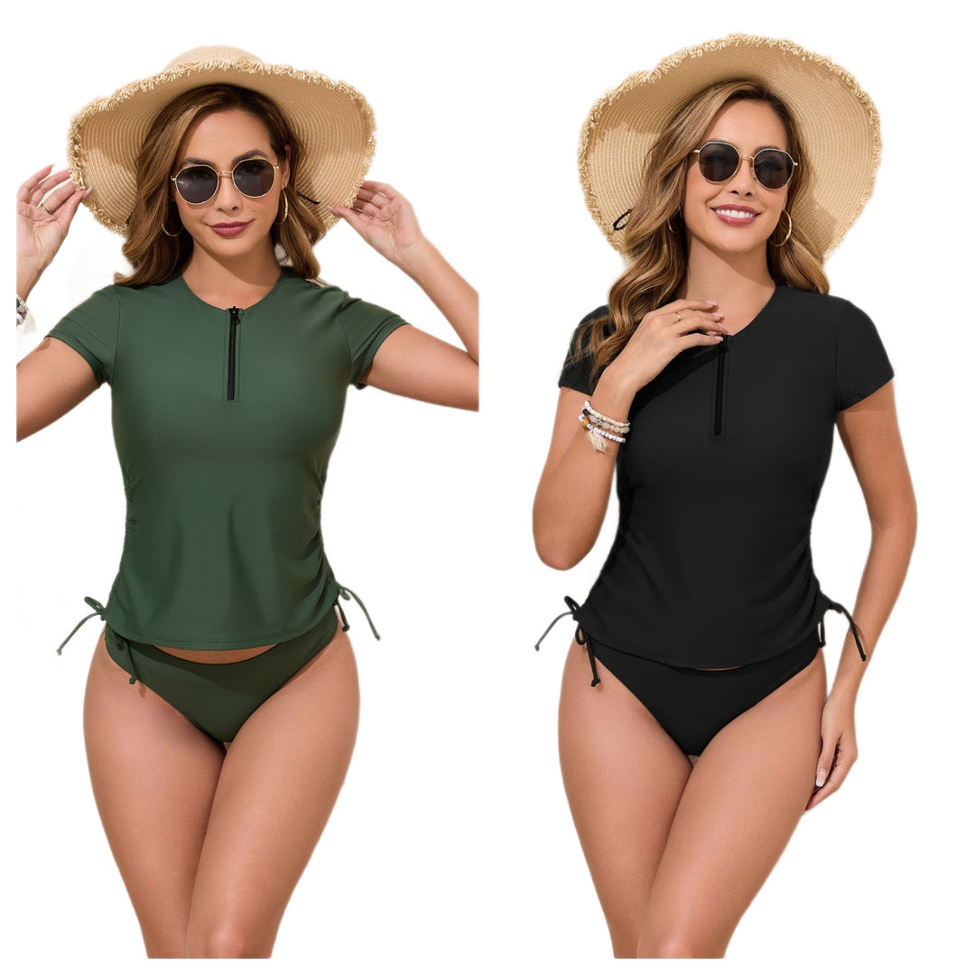 Dame Sportsligt Rashguard-Bikini-Sæt med justerbare sider Skovae