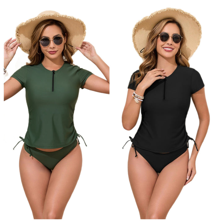 Dame Sportsligt Rashguard-Bikini-Sæt med justerbare sider Skovae
