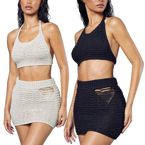 Dame Strik-Bikini-Sæt med unikt cut-out-design Skovae