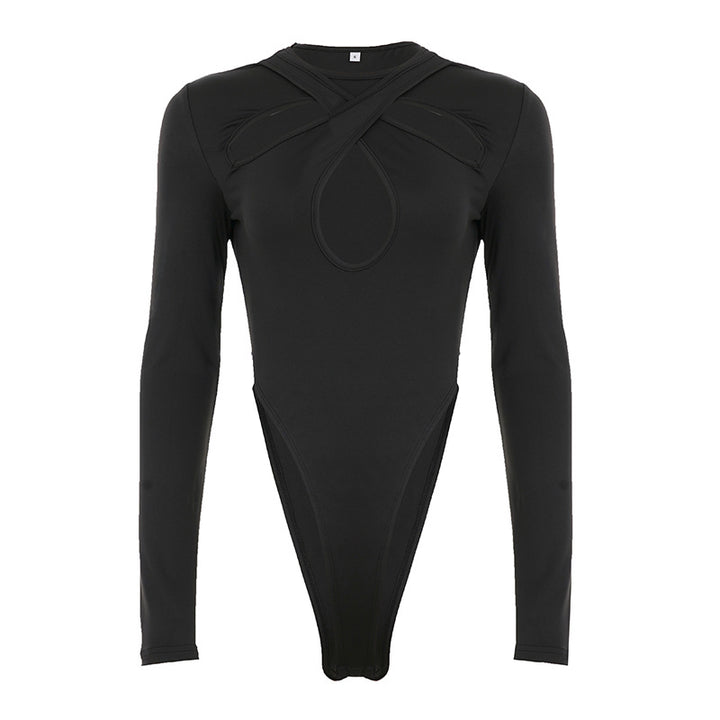 Dame Langærmet Bodysuit med raffineret kryds-design og høj talje Skovae