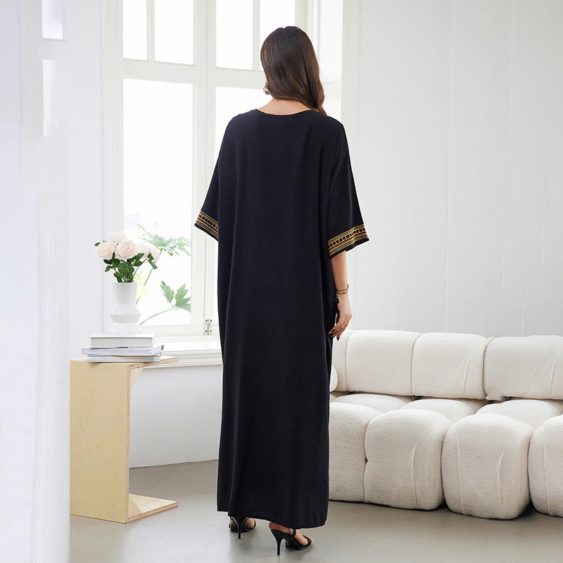 Dame Maxi-Kaftan med kunstnerisk grafikdesign og flydende silhuet Stilla