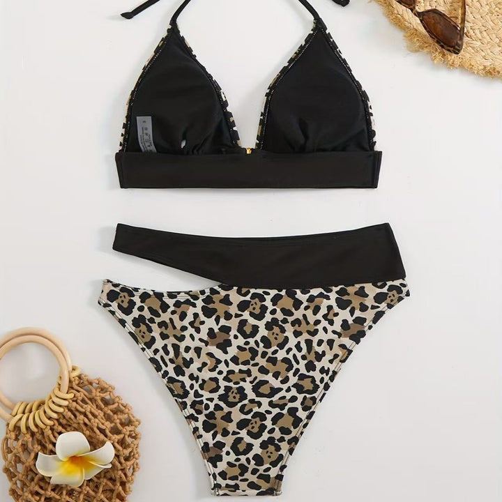 Dame triangel-bikini med elegant geometrisk mønster Skovae
