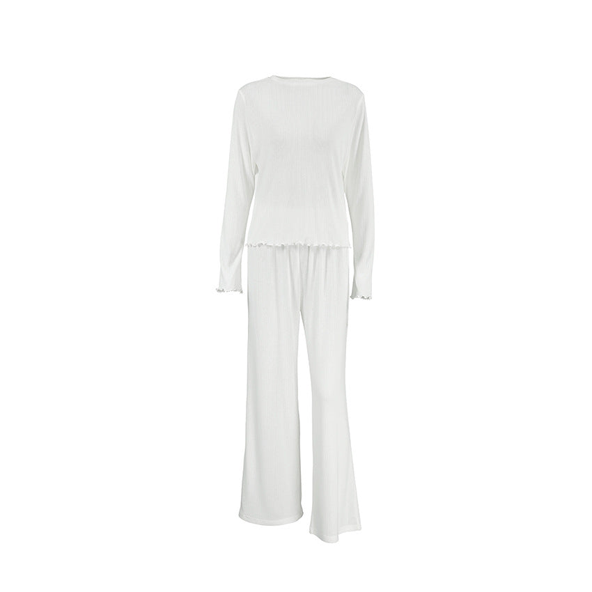 Dame Strik-Pyjama-Sæt med cropped top og vide ben Stilla