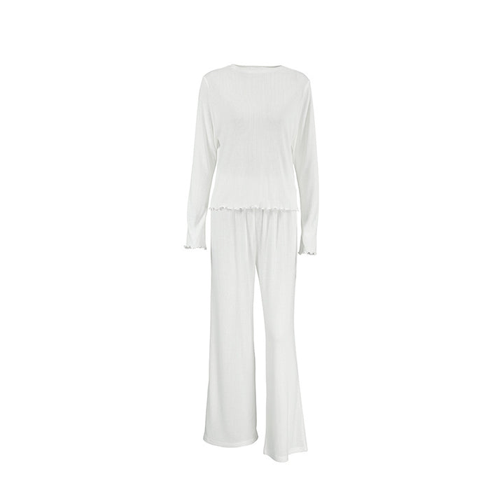 Dame Strik-Pyjama-Sæt med cropped top og vide ben Stilla