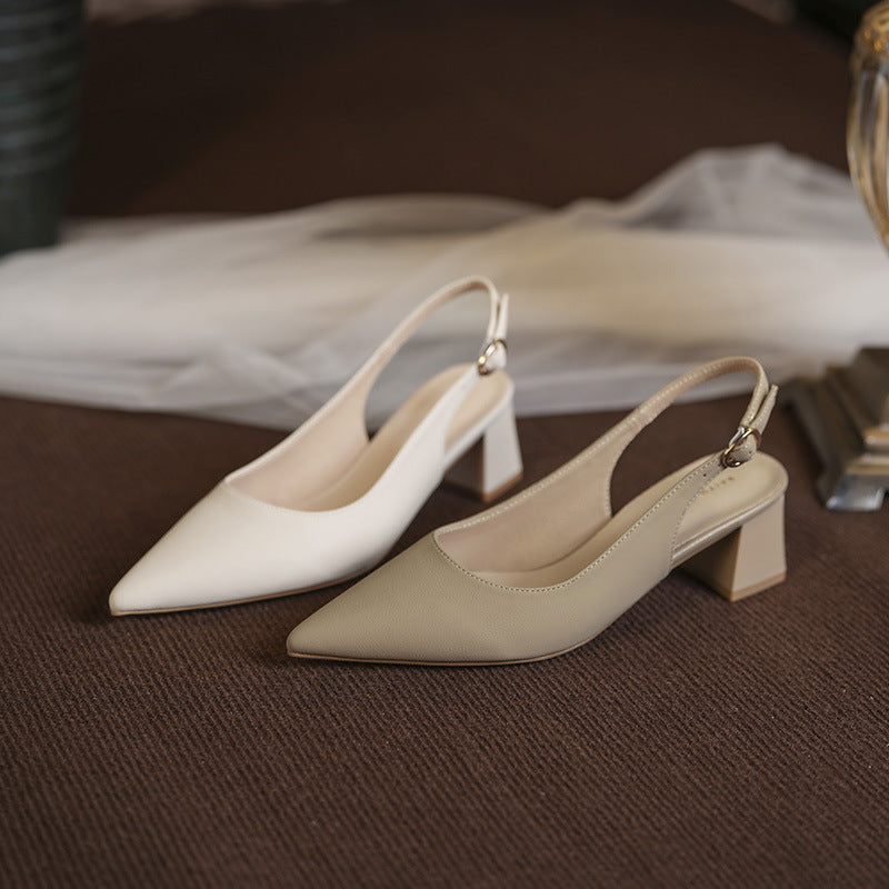 Dame Slingback Blockhæl Pumper med elegant Spids Udsnit-Design Stilla
