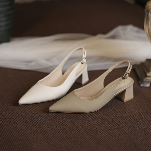 Dame Slingback Blockhæl Pumper med elegant Spids Udsnit-Design Stilla