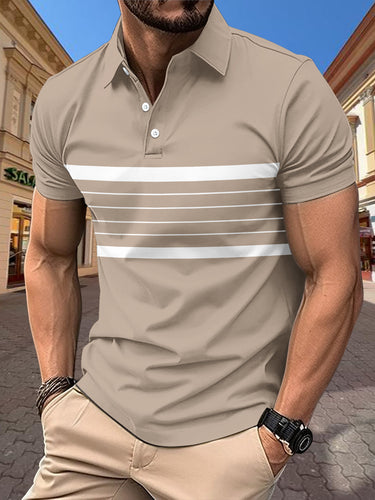 Herrer elegant kortærmet polo-shirt med moderne striber og komfortabel pasform Stilla