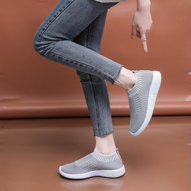 Dame åndbare Slip-On sneakers med elastisk strik-overdel Stilla