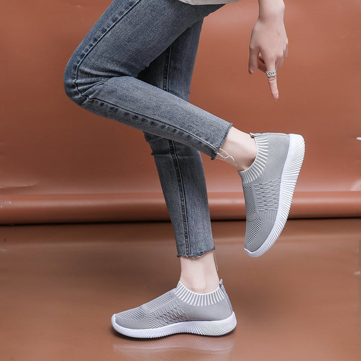 Dame åndbare Slip-On sneakers med elastisk strik-overdel Stilla