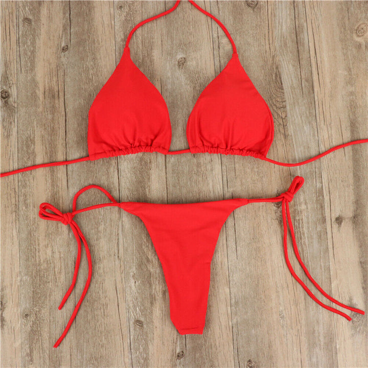 Dame Triangel-Bikini med fint stof og justerbare snøre detaljer Skovae