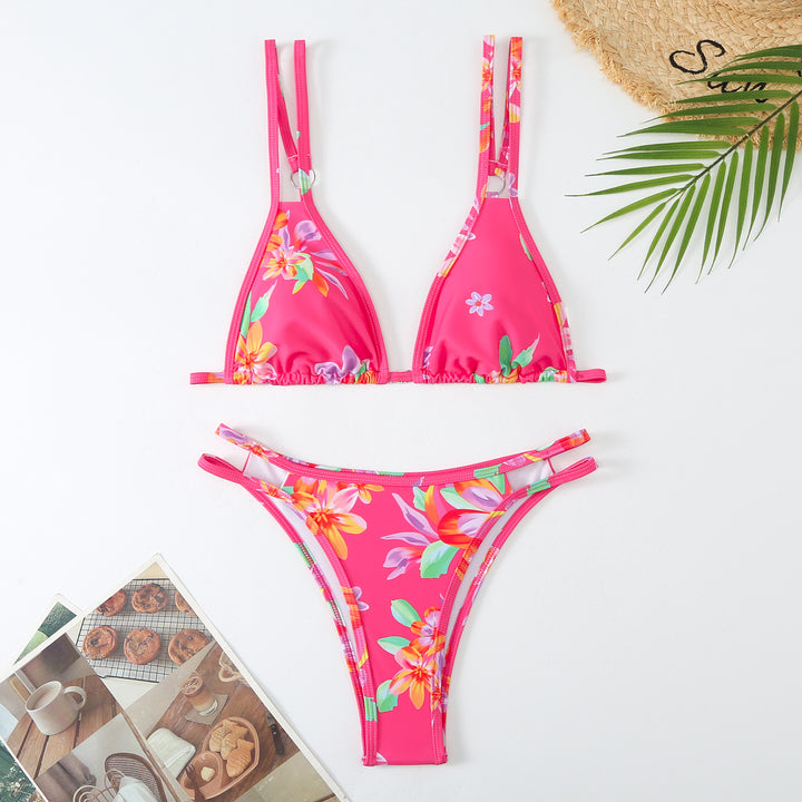 Femme Floral Strop-Dreieck-Bikini-Sæt Stilla