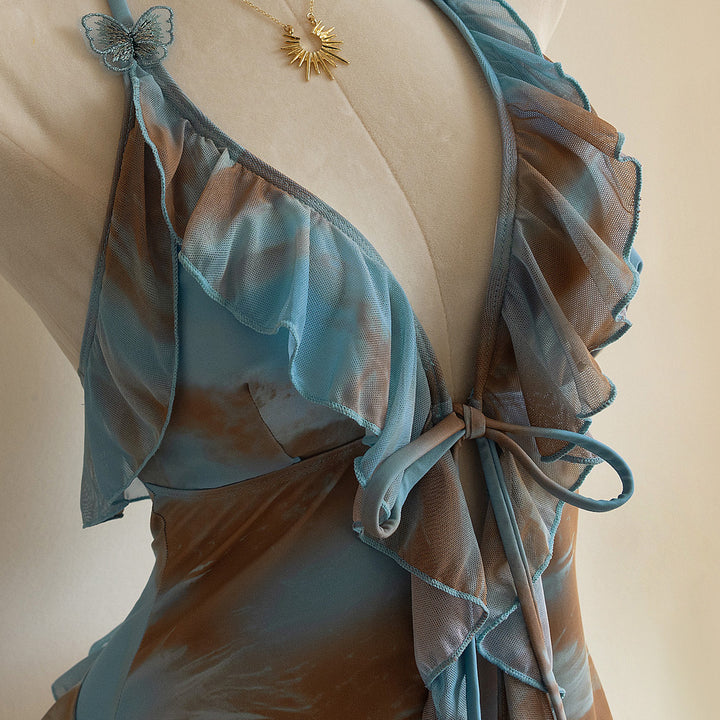 Dame Strandkjole med transparente Volants Skovae