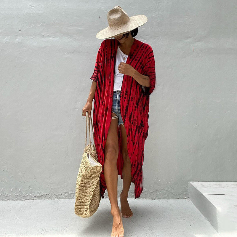 Dame Strandkimono med moderne batikdesign og afslappet snit Stilla