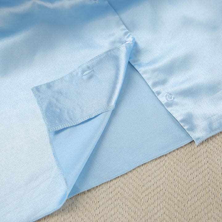 Dame Satin Pyjamasæt med kort overdel og løstsiddende shorts Stilla