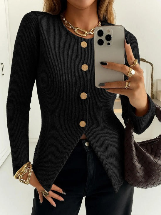 Kvinders elegante cardigan med dekorative knapper Stilla