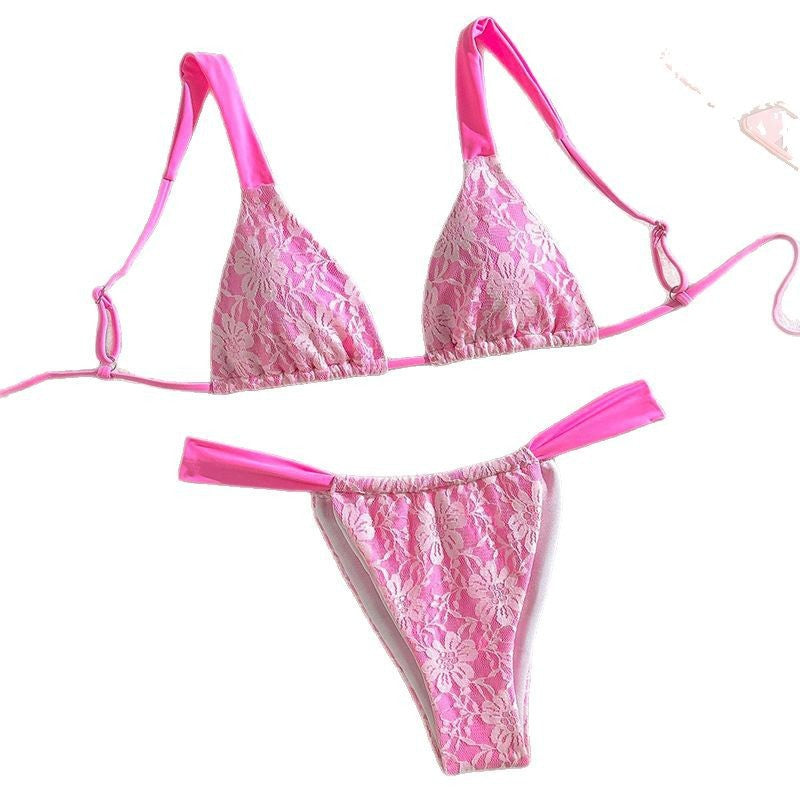 Dame Triangel-bikini med blomster spidsedesign Skovae