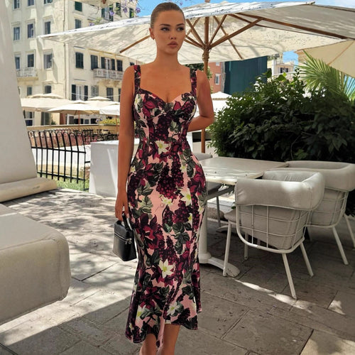 Dame Elegant Maxikjole med blomsterprint og feminin pasform Skovae