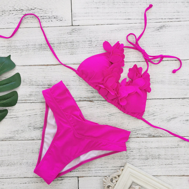 Dame bikini sæt med florale applikationer og høj taljesnit Stilla
