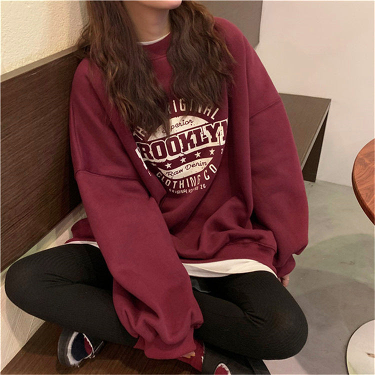 Femme Plus Size Grafisk Sweatshirt Stilla 1747901766
