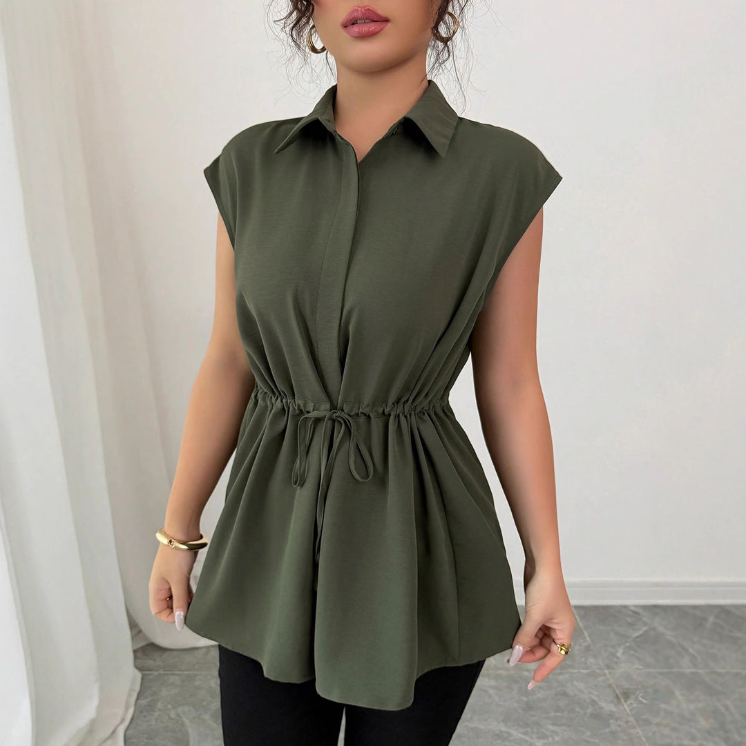 Dame afslappet bluse med figursyet snit Skovae