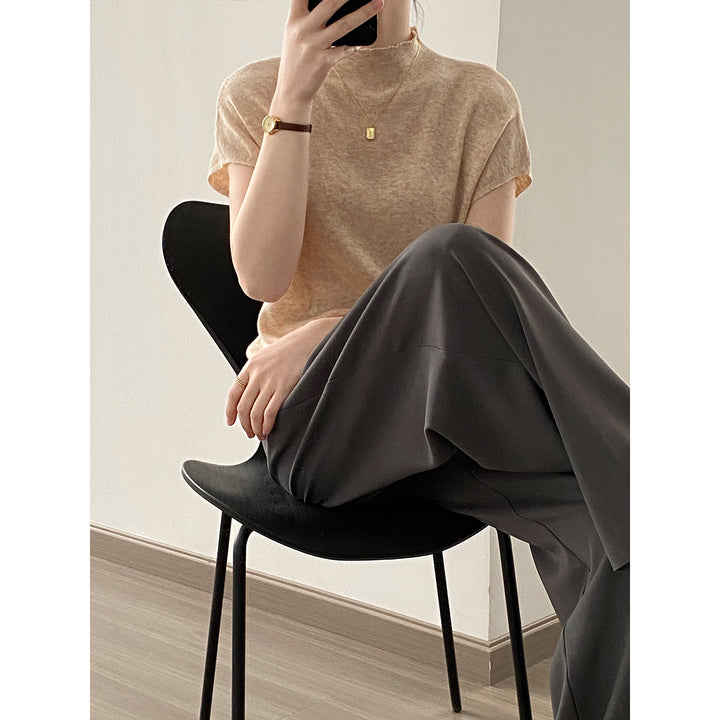 Dame elegant Kortærmet sweater med fin struktur og afslappet pasform Stilla