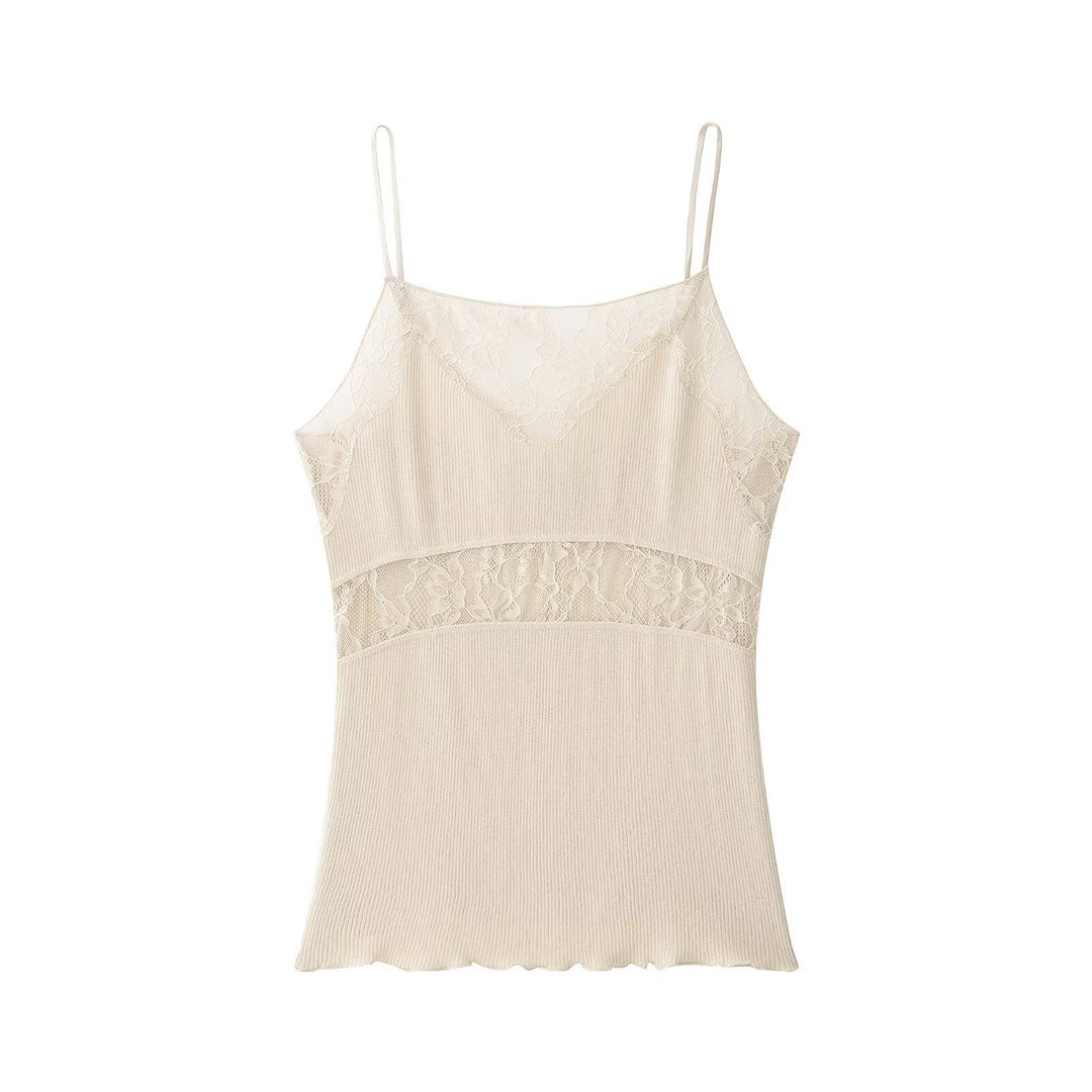 Dame Spids-Camisole med fin ribstruktur og justerbare spaghetti-stropper Skovae
