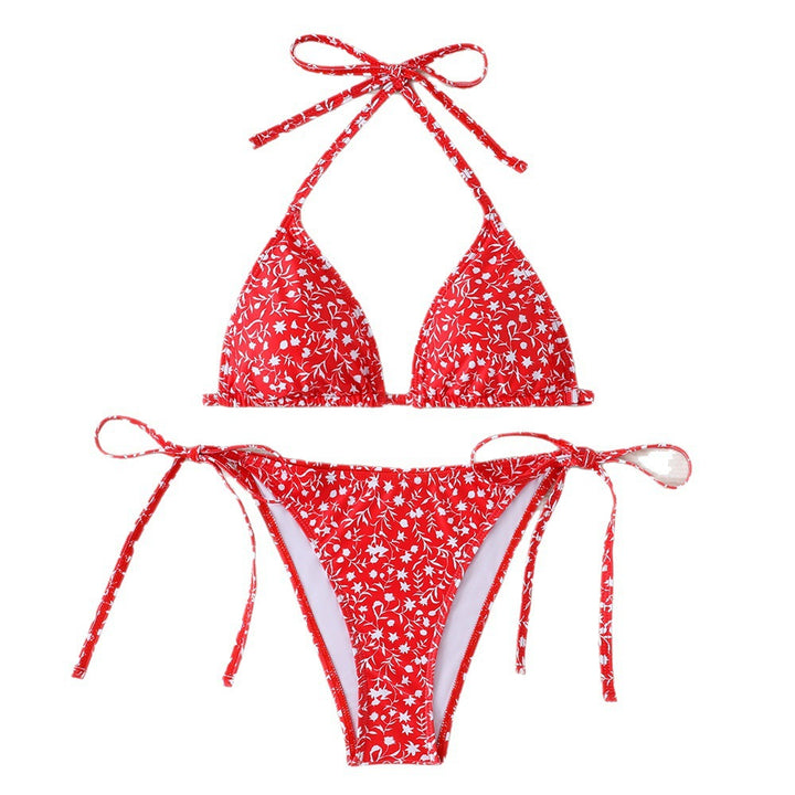 Dame Triangel-Bikini med justerbare bindebånd og blomstrede detaljer Skovae