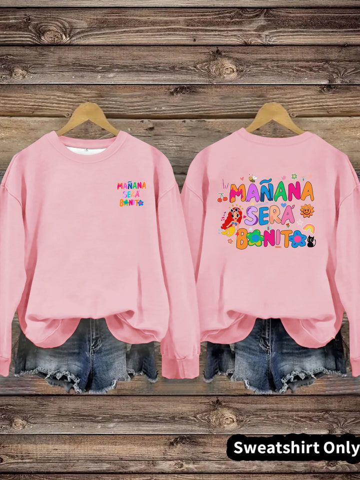 Kvinders sweatshirt med legende farverig print og afslappet pasform Stilla