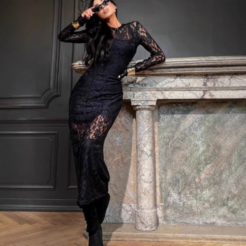 Dame Elegant Spids-Maxi-Kjole Stilla