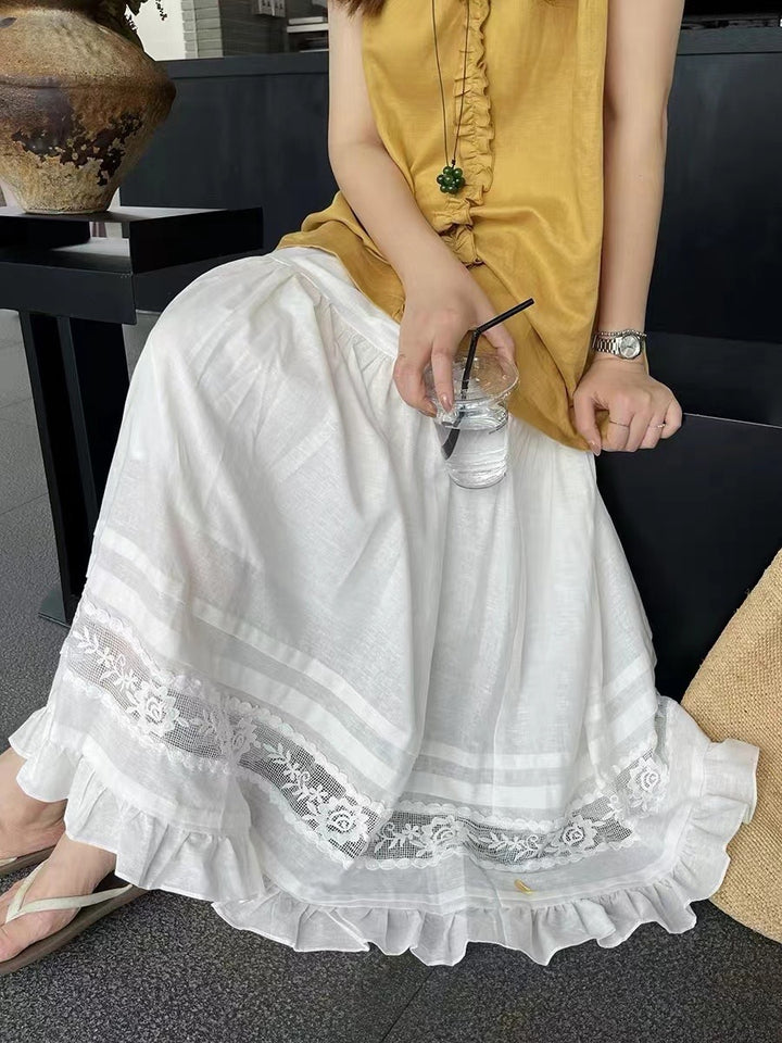Femme Elegante spidsbesætning maxi-nederdel Stilla