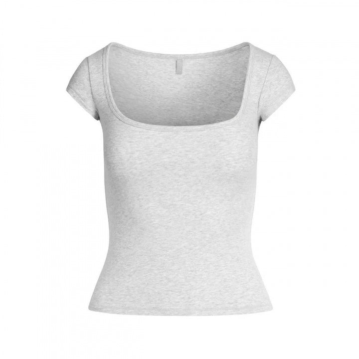 Dame Fitted Kvadrat-Hals T-Shirt Stilla