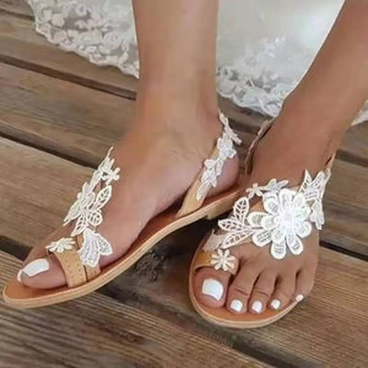 Dame sandaler med filigran blomst broderi Stilla