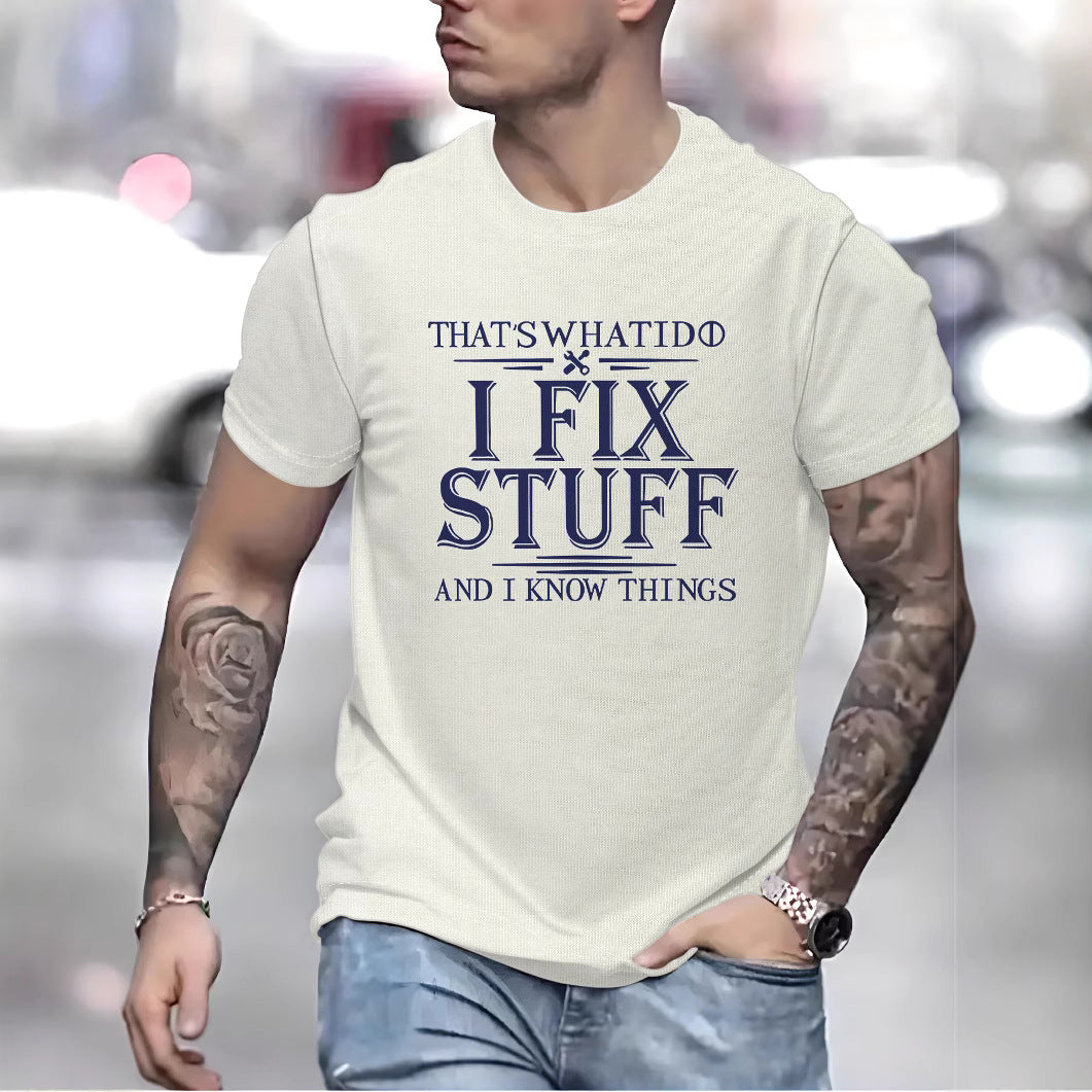 Herre T-shirt med humoristisk tryk og høj kvalitets bomuldsblanding Stilla