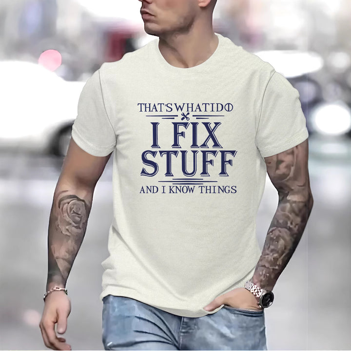 Herre T-shirt med humoristisk tryk og høj kvalitets bomuldsblanding Stilla