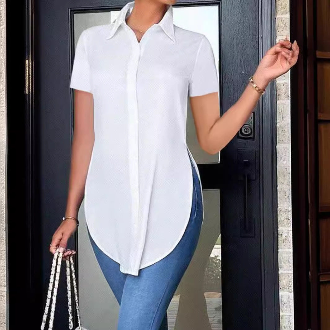 Dame Modisch Oversized-Skjorte med Sideslids Stilla