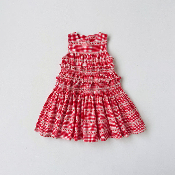 Pige Gingham-tryk Volanterkjole Stilla