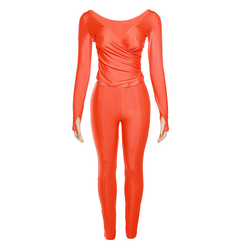 Dame Elegant Bodysuit med indviklet design og lange ærmer Stilla