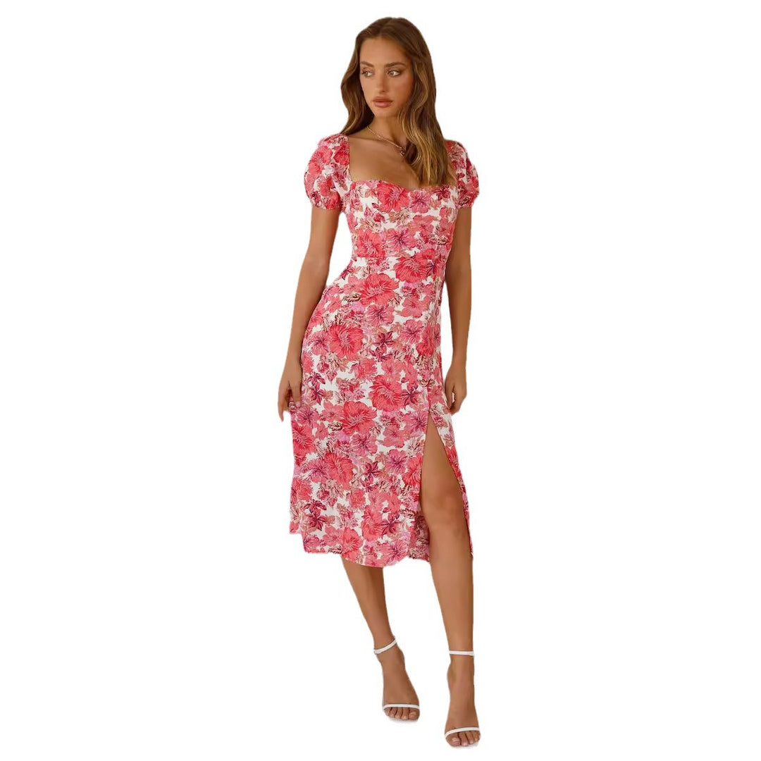 Femme Floral Høj Spalt Sommerkjole Stilla