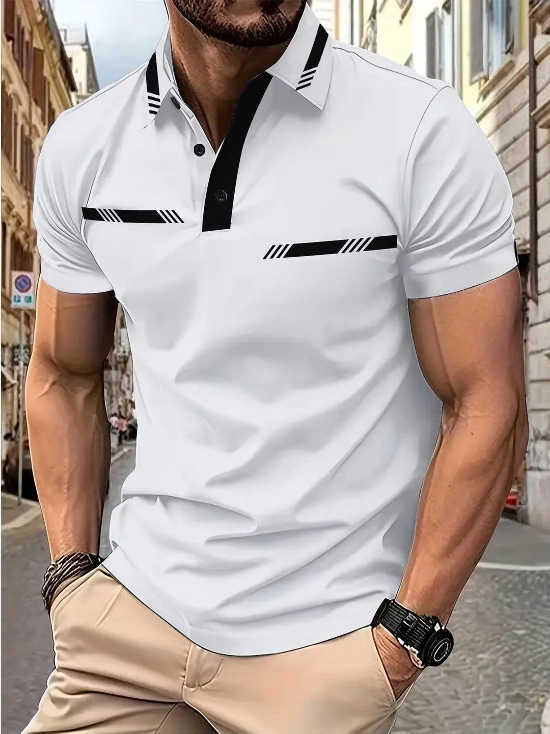 Herre Poloshirt med elegante kontrastdetaljer og åndbar materialeteknologi Stilla