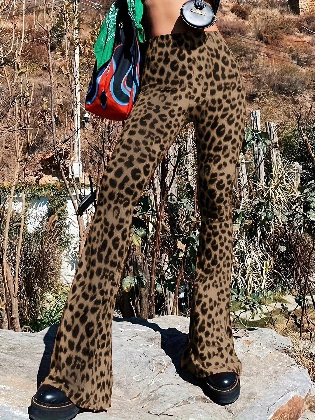 Dame Flared Leopardmønster-Bukser Stilla
