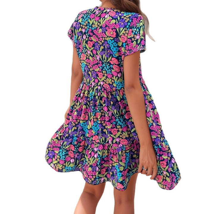 Damer smigrende Floral Print A-linje kjole Stilla