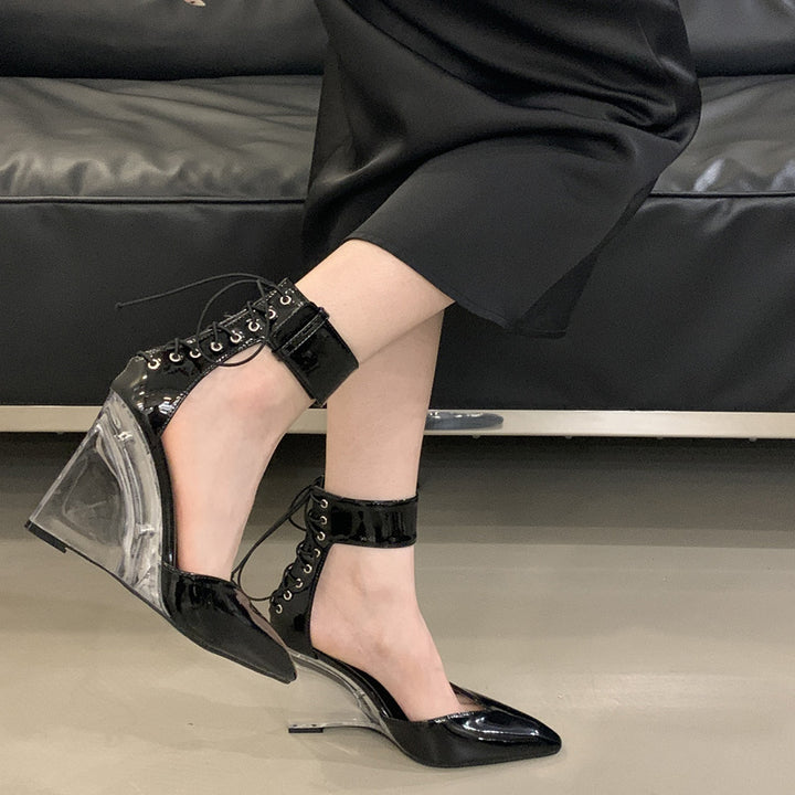 Dame High Heel Pumps med transparent hæl og lækker rem Stilla