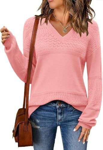 Dame strikpullover med V-hals fra Stilla
