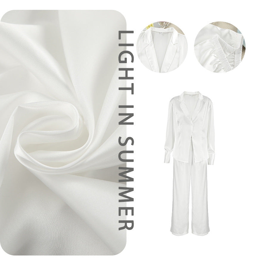 Dame elegant satin loungewear sæt med svajende snit Stilla