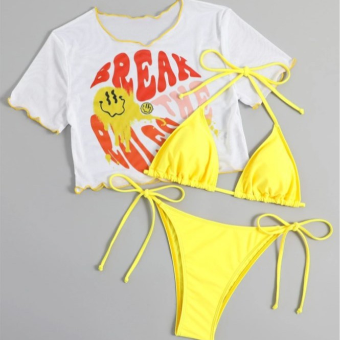 Dame bikini-sæt med trendy cropped-top og legende bindebælte Stilla