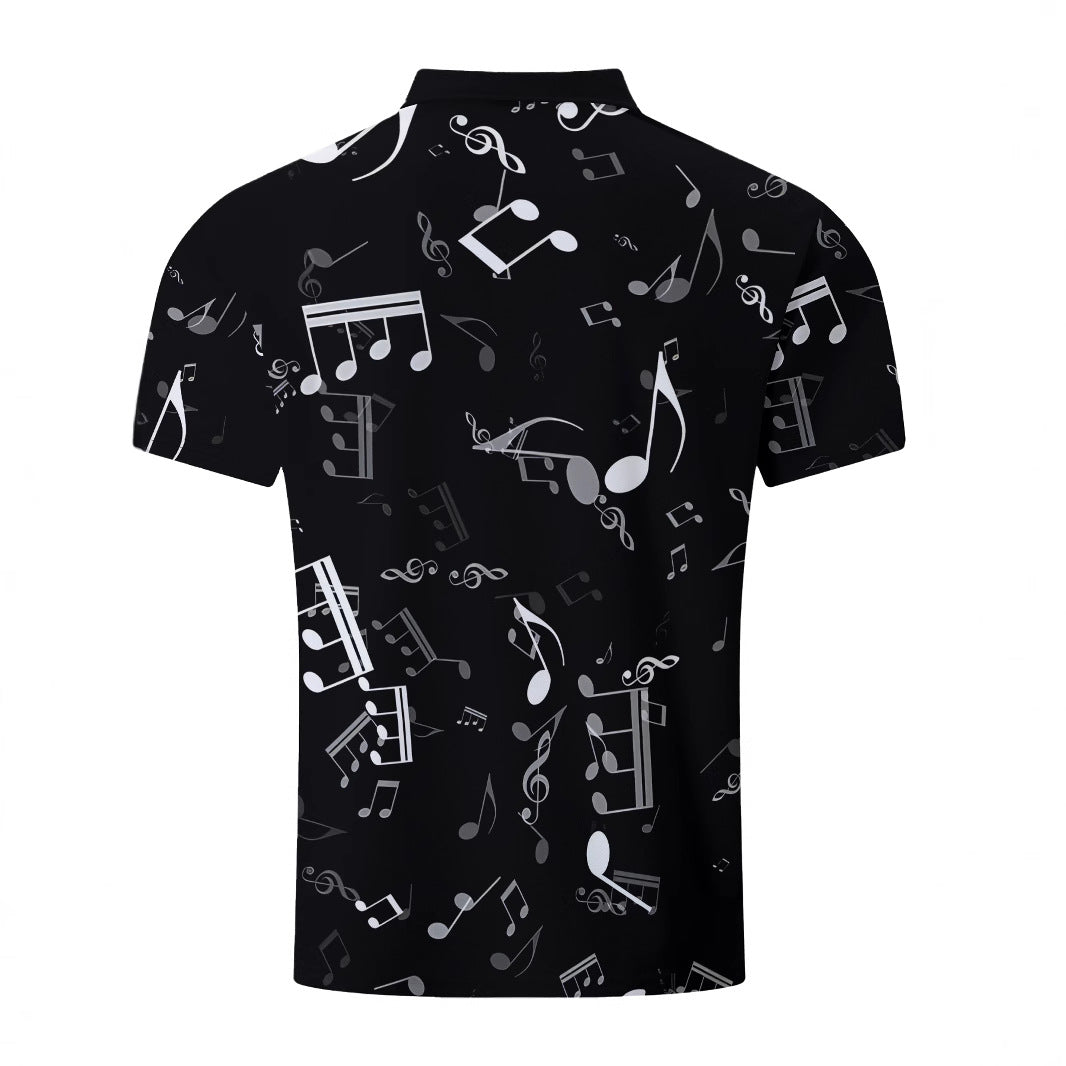 Herren Poloshirt med musikalsk grafikdesign Stilla