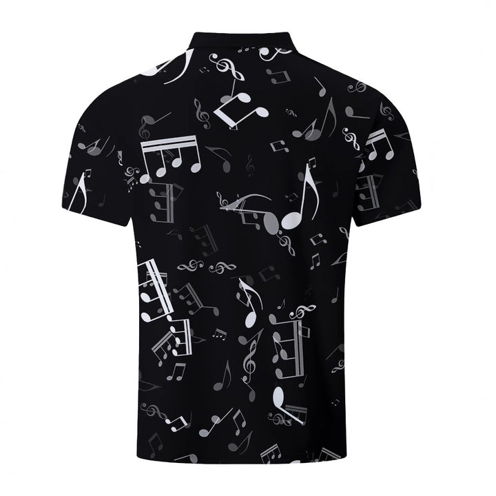 Herren Poloshirt med musikalsk grafikdesign Stilla