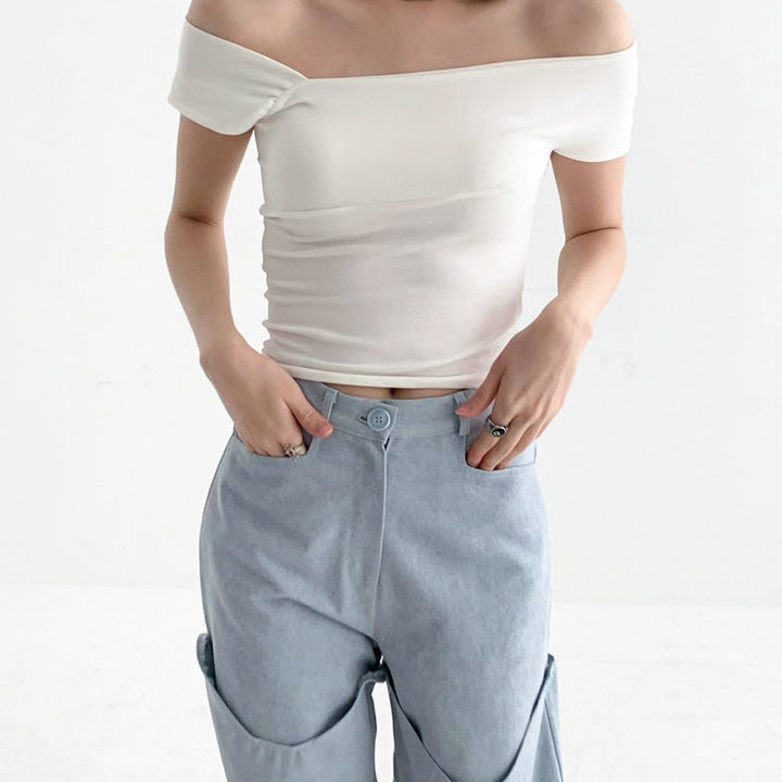 Dame moderne asymmetrisk top med trendy én-skulder design Skovae