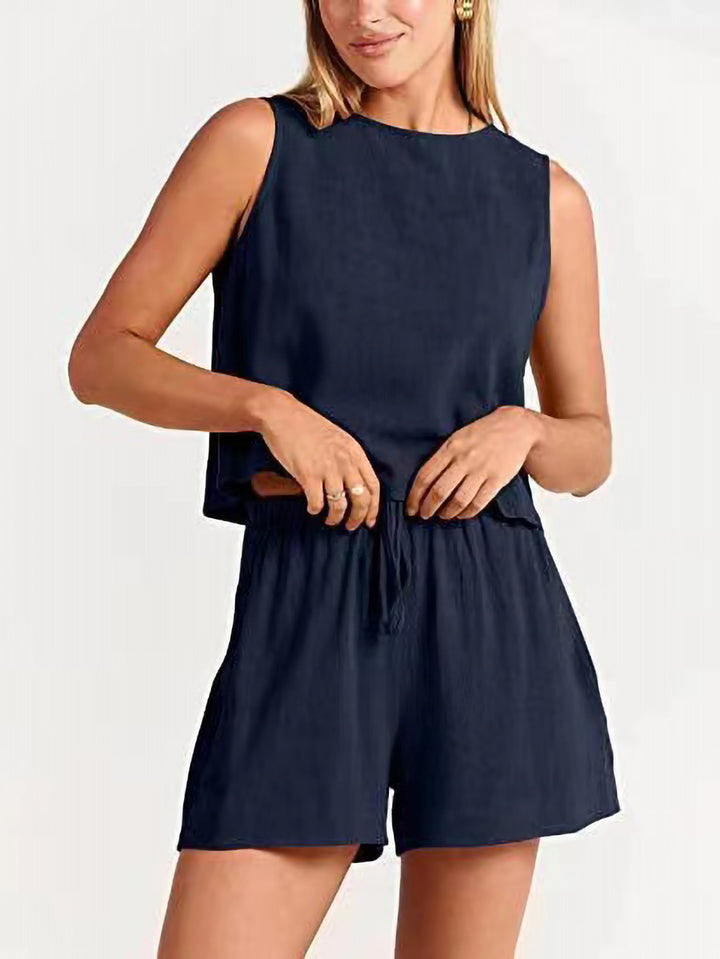 Dame Relaxed Fit To-delt Shorts Sæt Stilla