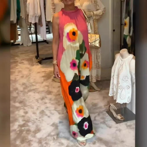 Dame Lange Maxikjole med glad blomsterdesign og flydende snit Stilla